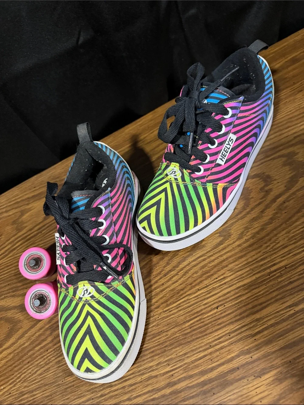 Heelys Kids' Neon Zebra Stripe Sneakers - Pink, Green & Black